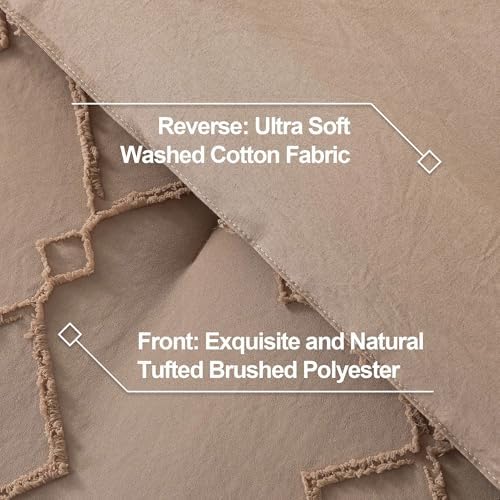 Andency California King Comforter Set Taupe, 3 Pieces Bedding