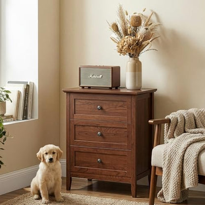 karl home brown farmhouse nightstand, wide end table, view 9