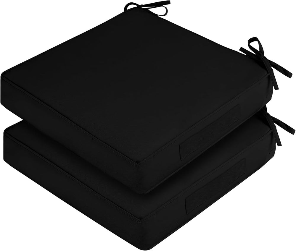 Outdoor Chair Cushions, Removable Covers, Black, 19 x 19