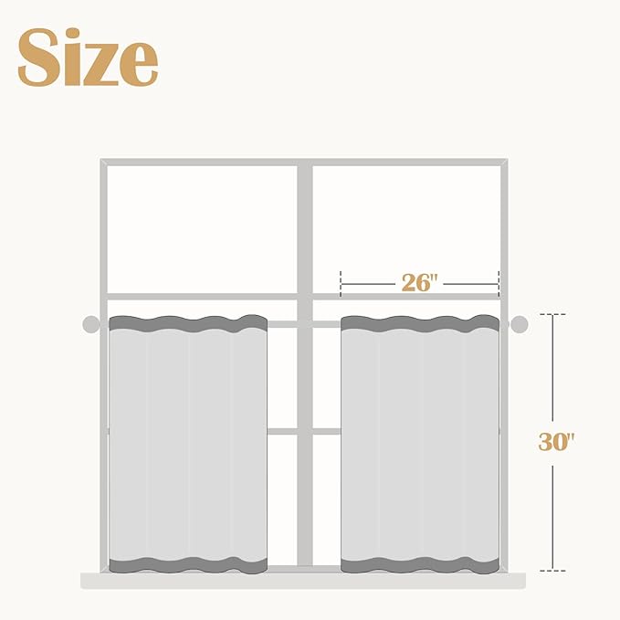 jinchan Floral Kitchen Curtains 30 Inch Linen Tier Curtains Christmas Decor - Image 3