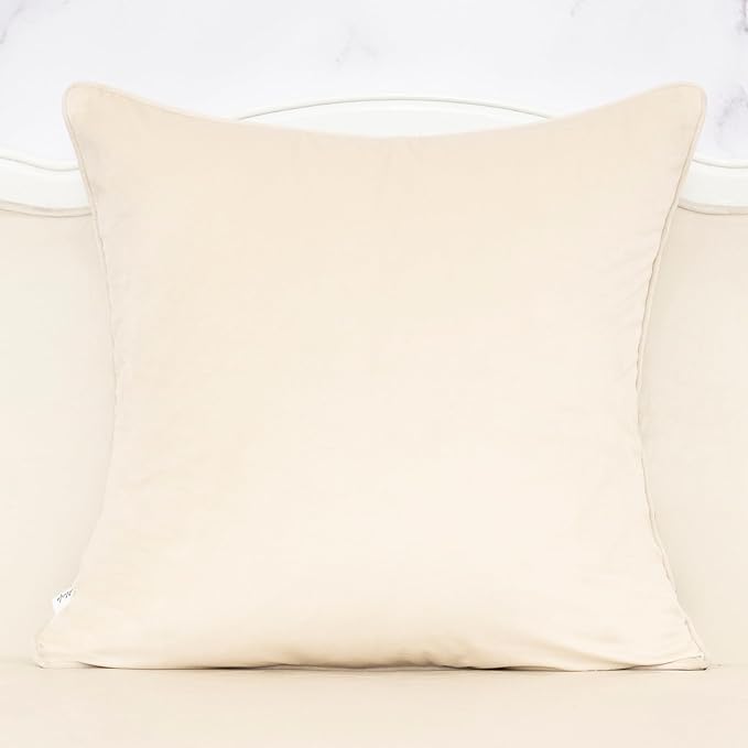 Alerfa Beige Floral Throw Pillow Cover 20 x 20 Inch Cut Velvet Sqaure Luxury - Image 2