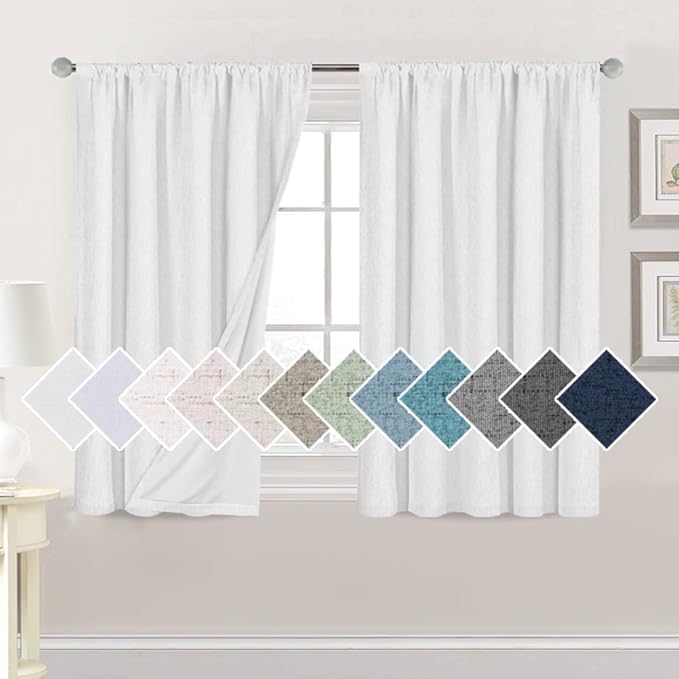H.VERSAILTEX Linen Look 100% Blackout Curtains 45 Inches Long by HVERSAILTEX