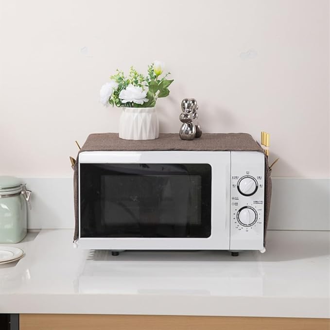 Microwave Oven Cover Dust Oil Proof Cotton Linen Waterproof Fabric Cloth - Image 8