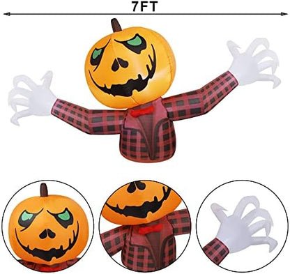 Youngfan 7FT Long Halloween Inflatable Outdoor Decorations Pumpkin Ghost