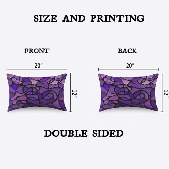 TKS MITLAN Glass Mosaic Pillow Covers 12 x 20 Inch Purple Abstract Stained - Image 2