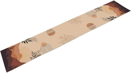 Abstract Mid Century Table Runner, Modern Sunset Green Leaves Boho Cactus - Image 6