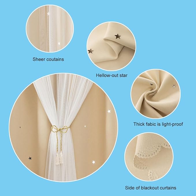 FANLI 2 Panels Star Blackout Curtains - Image 3