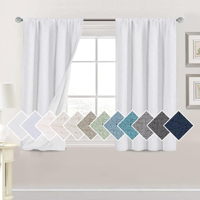 H.VERSAILTEX Linen Look 100% Blackout Curtains 45 Inches Long by HVERSAILTEX