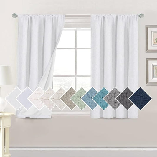 H.VERSAILTEX Linen Look 100% Blackout Curtains 45 Inches Long by HVERSAILTEX
