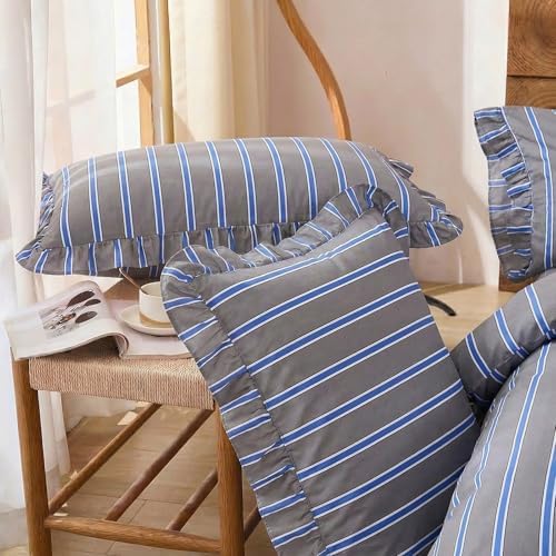 merryword blue and gray striped duvet cover set, package contents