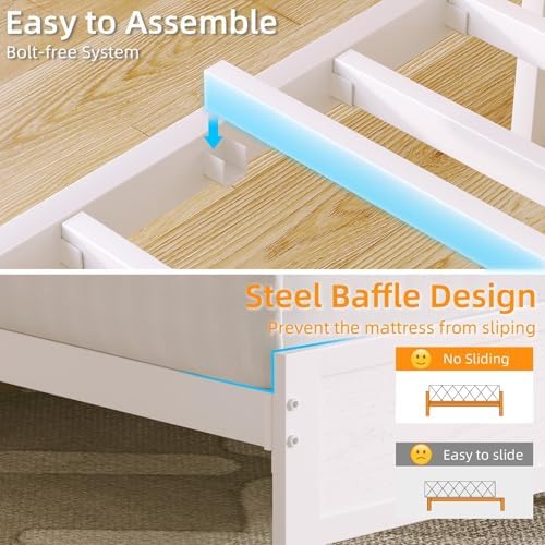 immerstable full size bed frame with led lights, front angle view