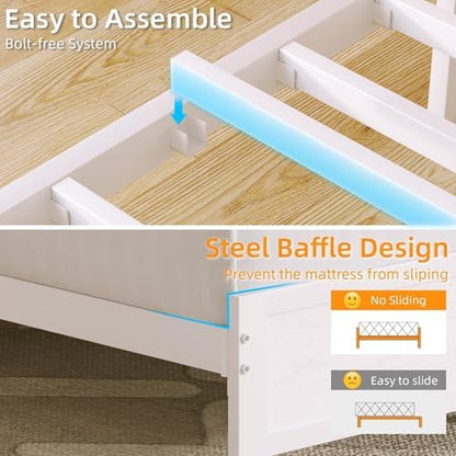 immerstable full size bed frame with led lights, front angle view