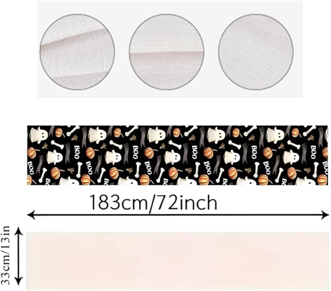 LTLYH Halloween Table Runner 13 x 72 Inch, Cute Ghost Pumpkin Bones Boo Pattern - Image 7