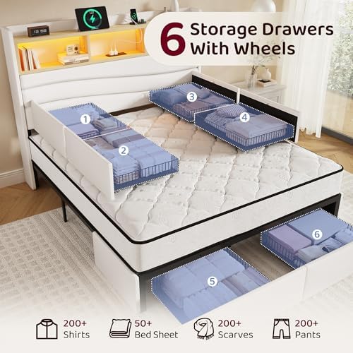 breltam queen size bed frame with 6 storage, package contents