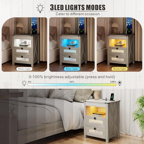 grey nightstands set 2 with gun drawer &, side view