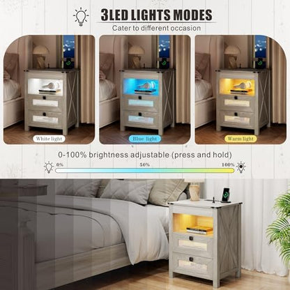 grey nightstands set 2 with gun drawer &, side view