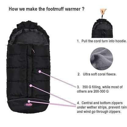 German Designed Universal Stroller Bunting Bag, 5 Way Zippers Style - Image 5