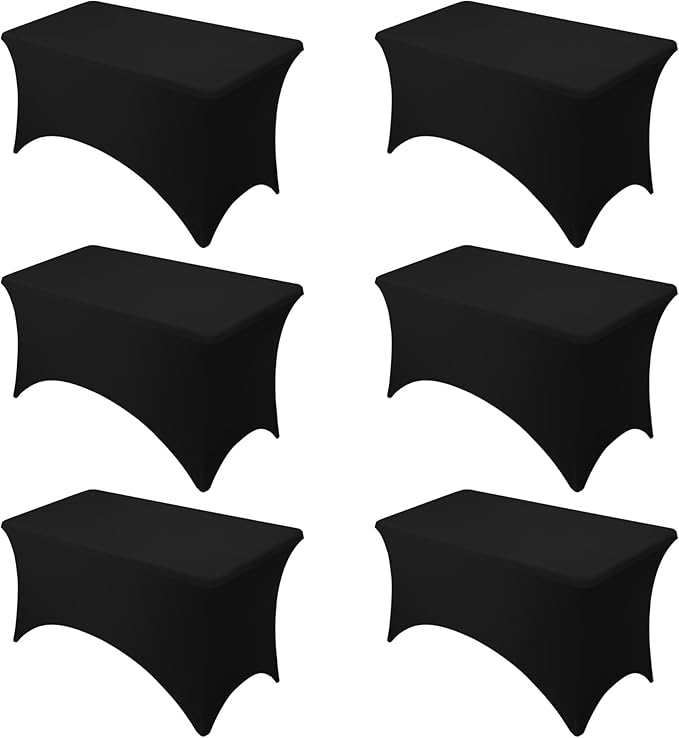6-Pack Premium Black Spandex Tablecloths by DailySet
