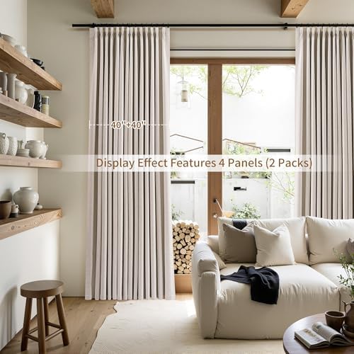 joywell 100% blackout linen pinch pleated curtains 84, front angle view