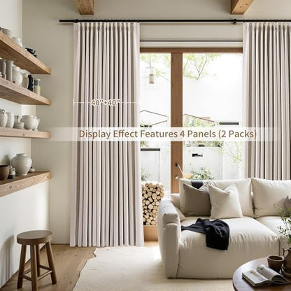 joywell 100% blackout linen pinch pleated curtains 84, front angle view