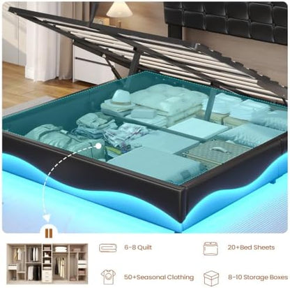 bthfst full size bed frame with lift up, side view