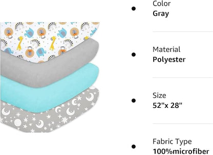 Bimocosy Crib Sheets 4 Pack, Baby Crib Sheets Fitted - Image 8
