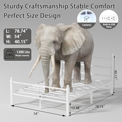 full size bed frame with headboard and footboard,white shown in use