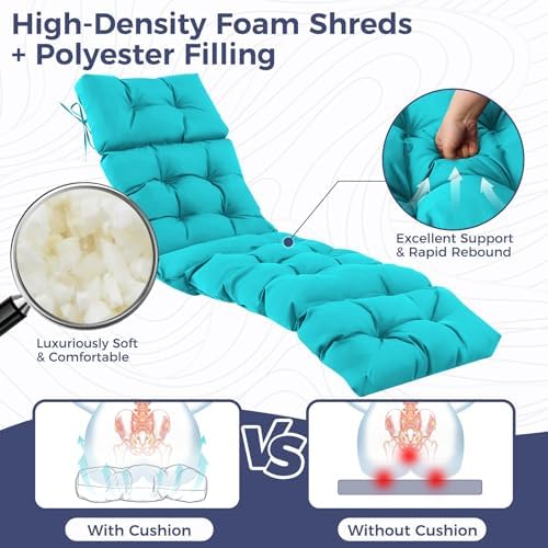 outdoor chaise lounge cushions, waterproof lounge chair cushions, side view