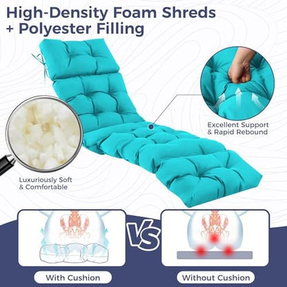 outdoor chaise lounge cushions, waterproof lounge chair cushions, side view