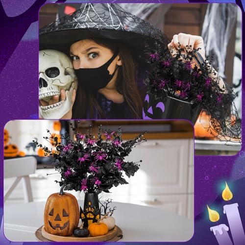 Giegxin 15 Pcs Halloween Floral Picks Artificial Flowers Stems Decorations