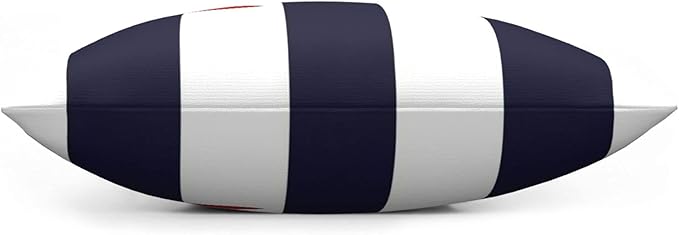 Myshe Square Nautical Red Anchor On Navy Blue Stripes Throw Pillow Cover - Image 4
