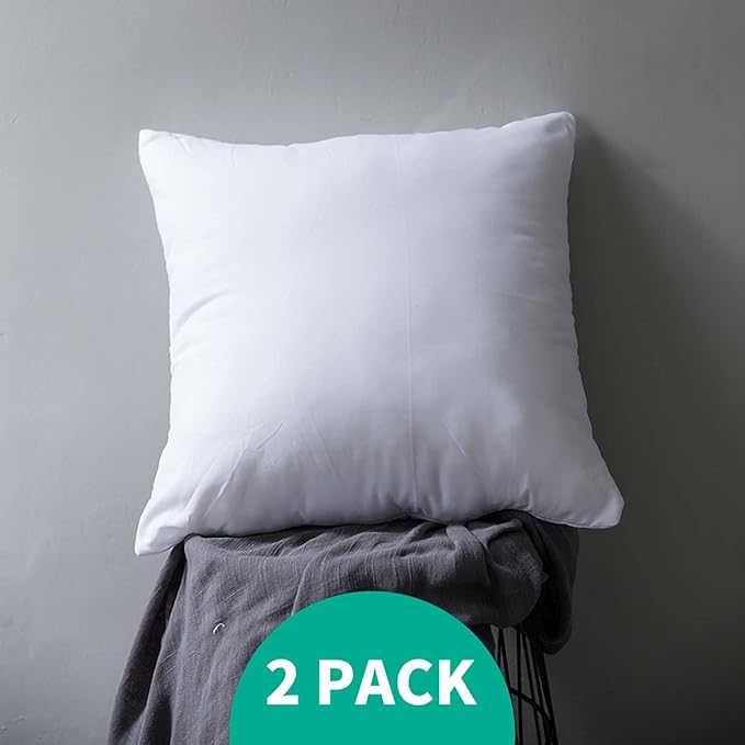 APSMILE Organic 16x16 Feather Down Throw Pillow Inserts Set of 2, 100% Cotton - Image 2