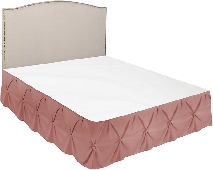 Nestl Pink Clay Bed Skirt Full Size, Pinch Pleat Full Bed Skirt, Hotel Quality - Image 7