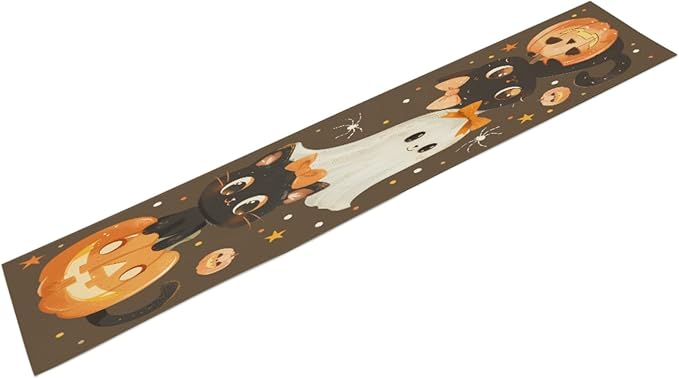 Halloween Table Runner, Pumpkin Linen Table Runner, Kitchen Dining Coffee Table - Image 5