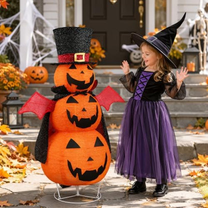 3-Tier Collapsible Halloween Pumpkin Decorations for Porch & Yard