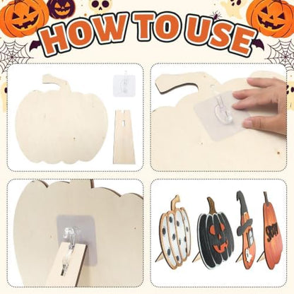 JarThenaAMCS 6Pcs Halloween Wooden Porch Signs Halloween Decorations