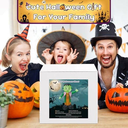 4FT Green Ghost Halloween Inflatable Decor with LED Lights