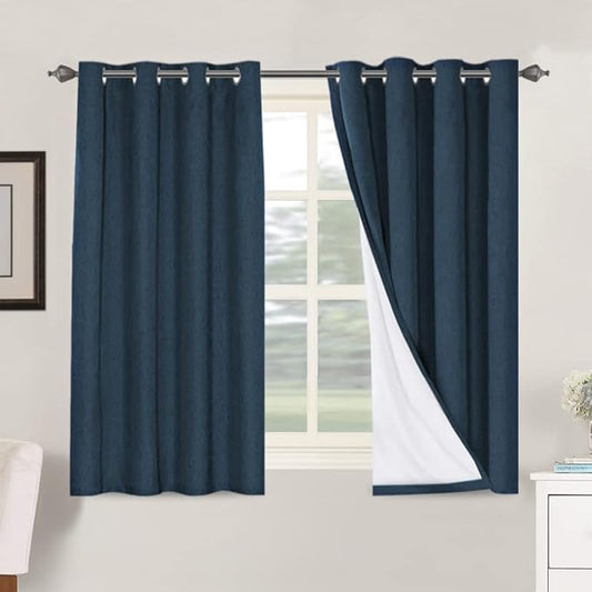 H.VERSAILTEX Linen Blackout Curtains 54 Inches Long 100% Absolutely Blackout by HVERSAILTEX