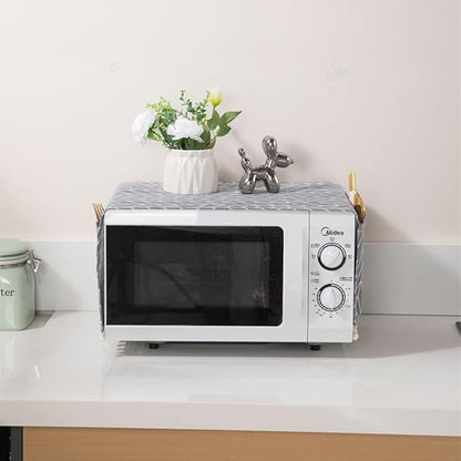 Microwave Oven Cover Dust Oil Proof Cotton Linen Waterproof Fabric Cloth - Image 4
