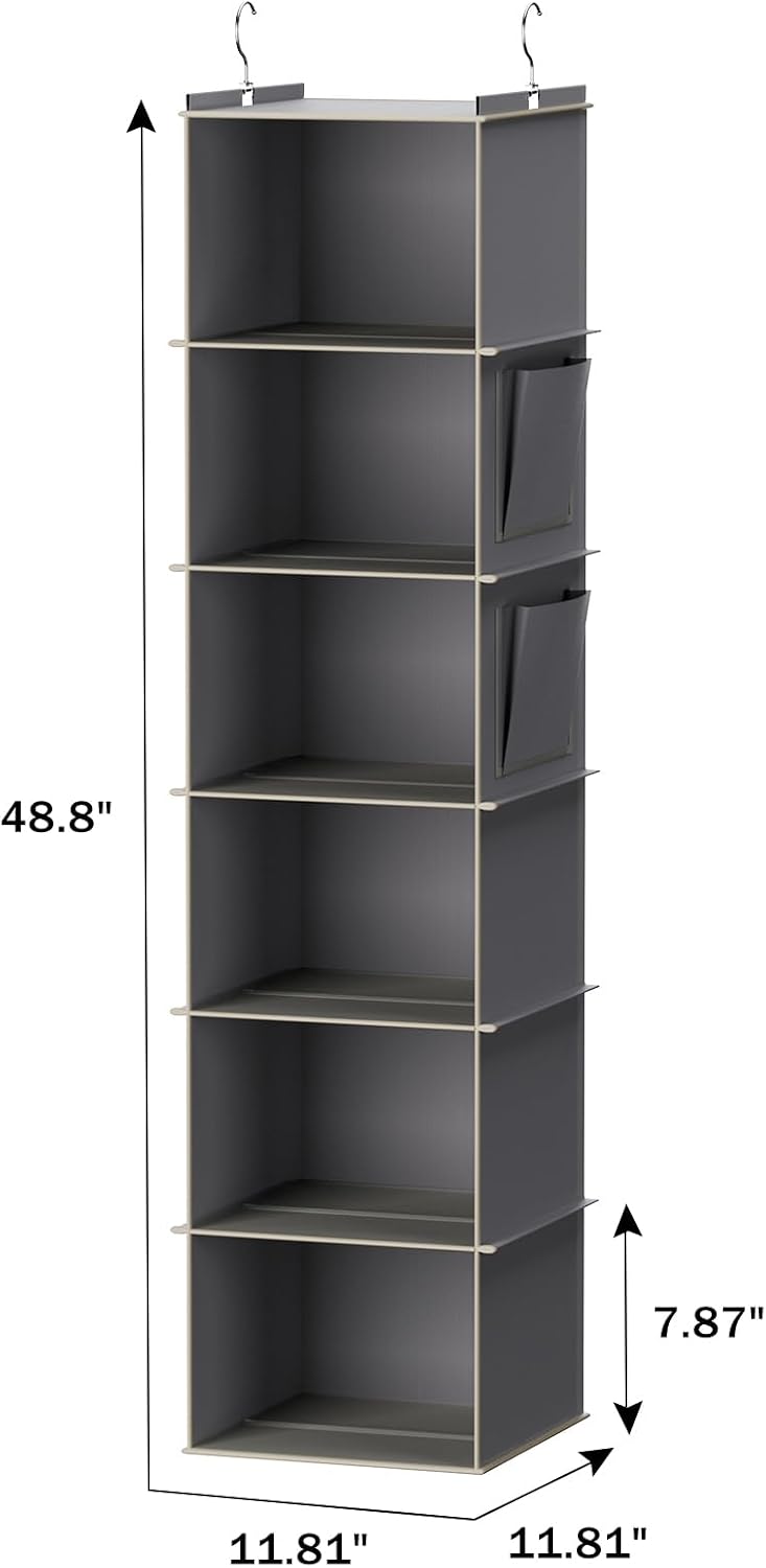 youdenova hanging closet organizer and storage, 6-shelf, 2, close-up detail
