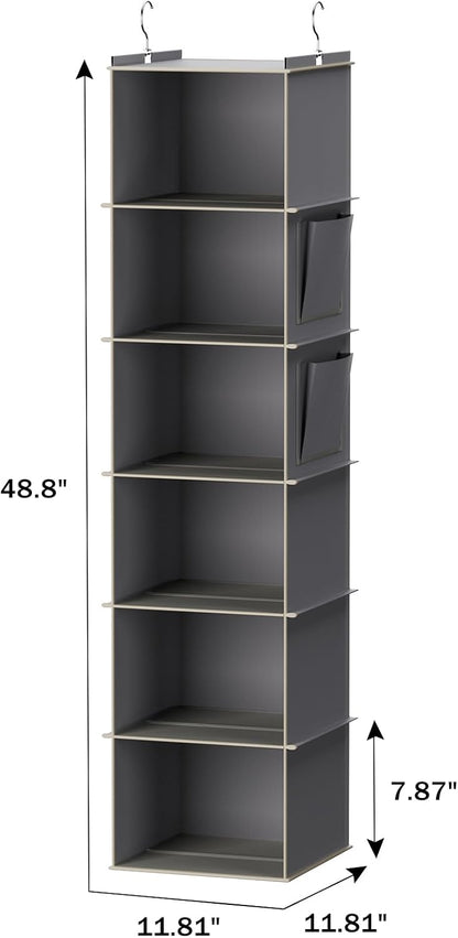 youdenova hanging closet organizer and storage, 6-shelf, 2, close-up detail