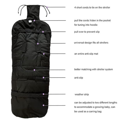 0-5T Length Ajustable Waterproof Stroller Winter Cover - Image 2