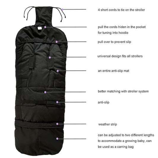 0-5T Length Ajustable Waterproof Stroller Winter Cover - Image 2