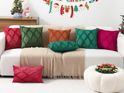 decorUhome Christmas Throw Pillow Covers 24x24 Inch Set of 2, Soft Plush Faux - Image 8