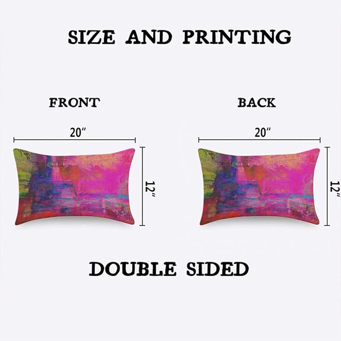 TKS MITLAN Art Abstract Pillow Cover 12x20 inch Bright Fuchsia Magenta Pink Red - Image 2