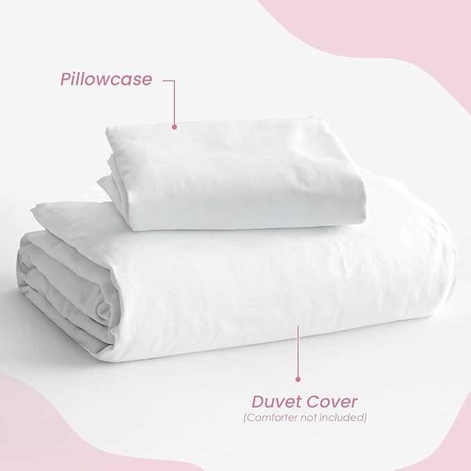 SANDJEST White Duvet Cover Sets Twin Size - Image 4