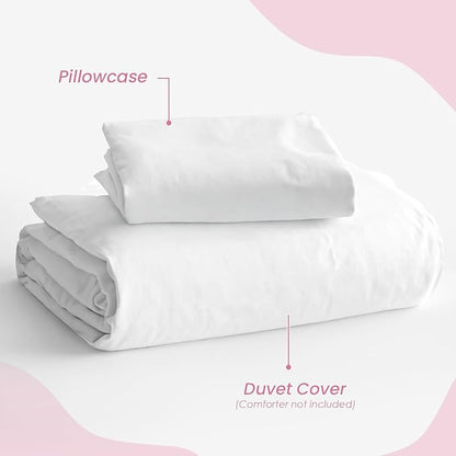 SANDJEST White Duvet Cover Sets Twin Size - Image 4