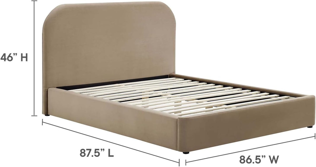 modway keynote modern king size bed frame with shown in use
