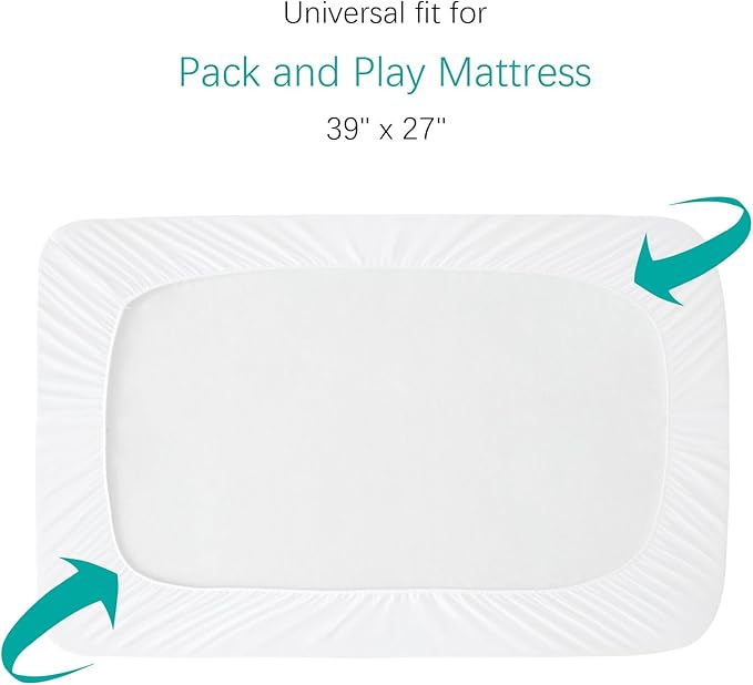 Pack and Play Sheets Fitted 2 Pack Waterproof Pack and Play Mattress Protector - Image 4