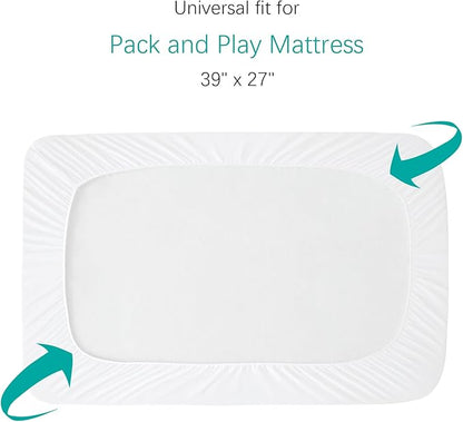 Pack and Play Sheets Fitted 2 Pack Waterproof Pack and Play Mattress Protector - Image 4